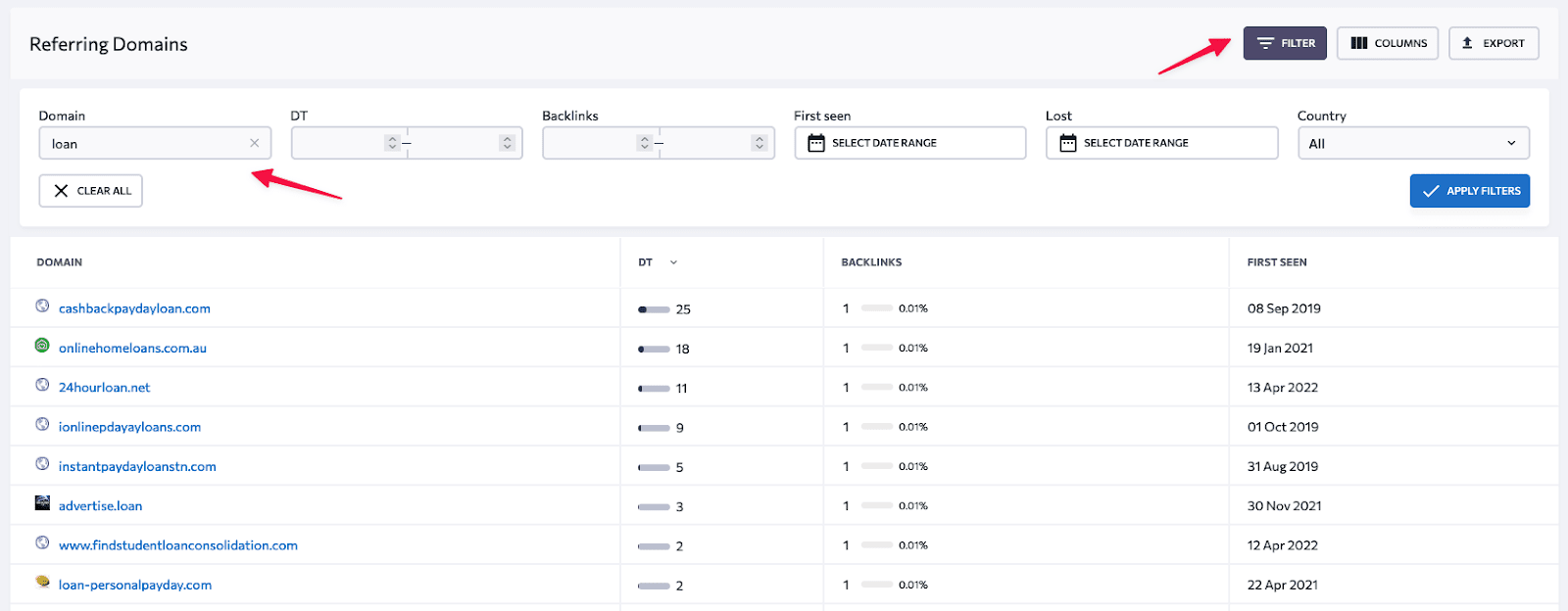 バックリンクの品質を確認してください