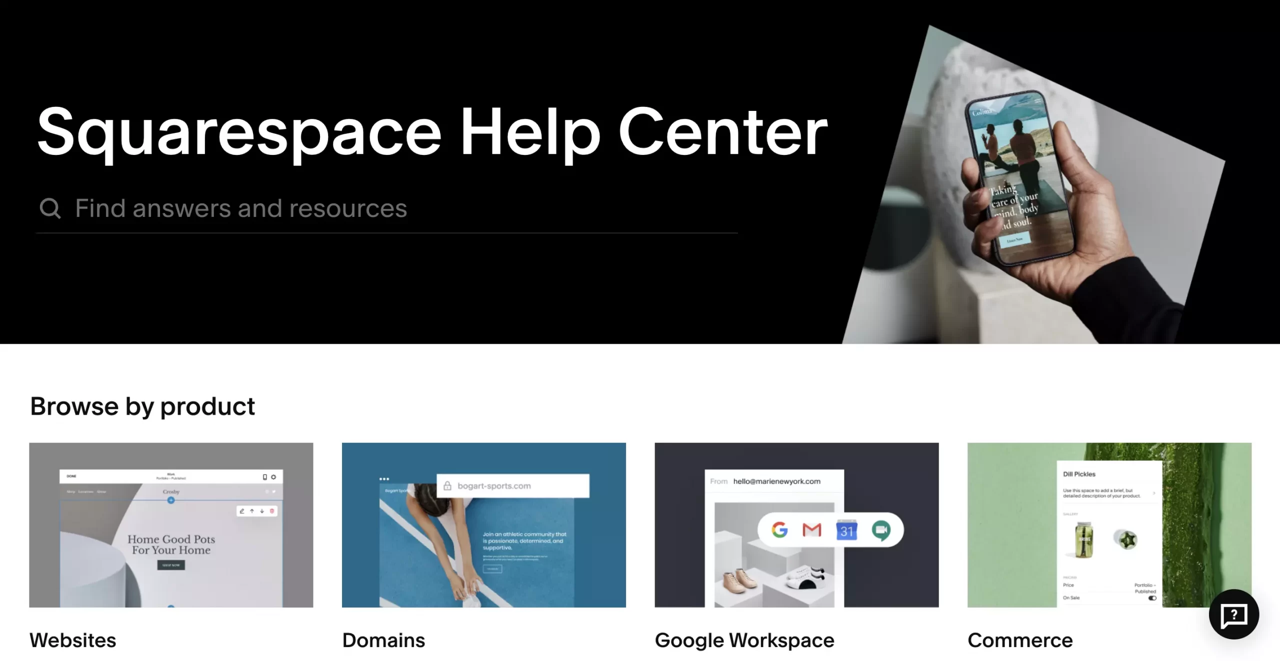 squarespaceヘルプセンターインターフェース