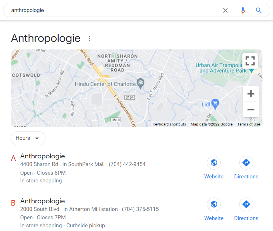 ตัวอย่างการค้นหาโดยตรง