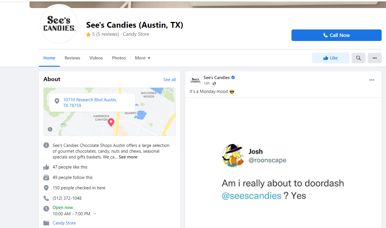 Zobacz przykład strony lokalizacji sklepu ze słodyczami