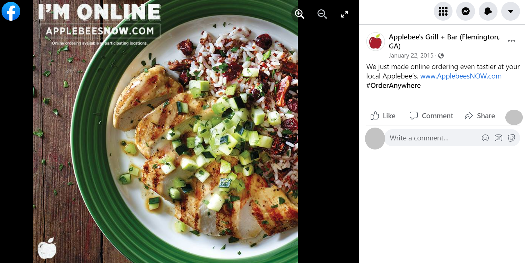 Przykład lokalnego obrazu marketingowego na Facebooku