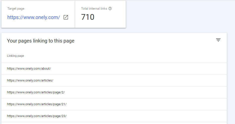 グーグル検索コンソールリンクページリスト