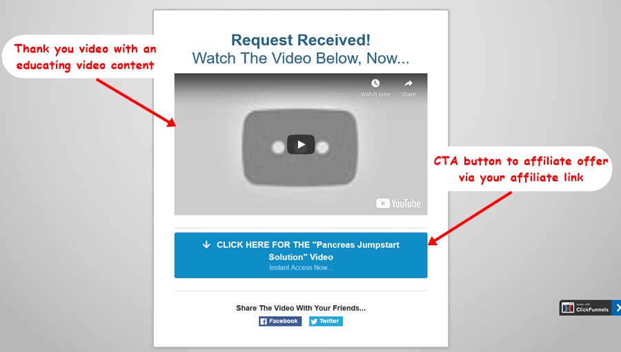 Exemple de page de remerciement