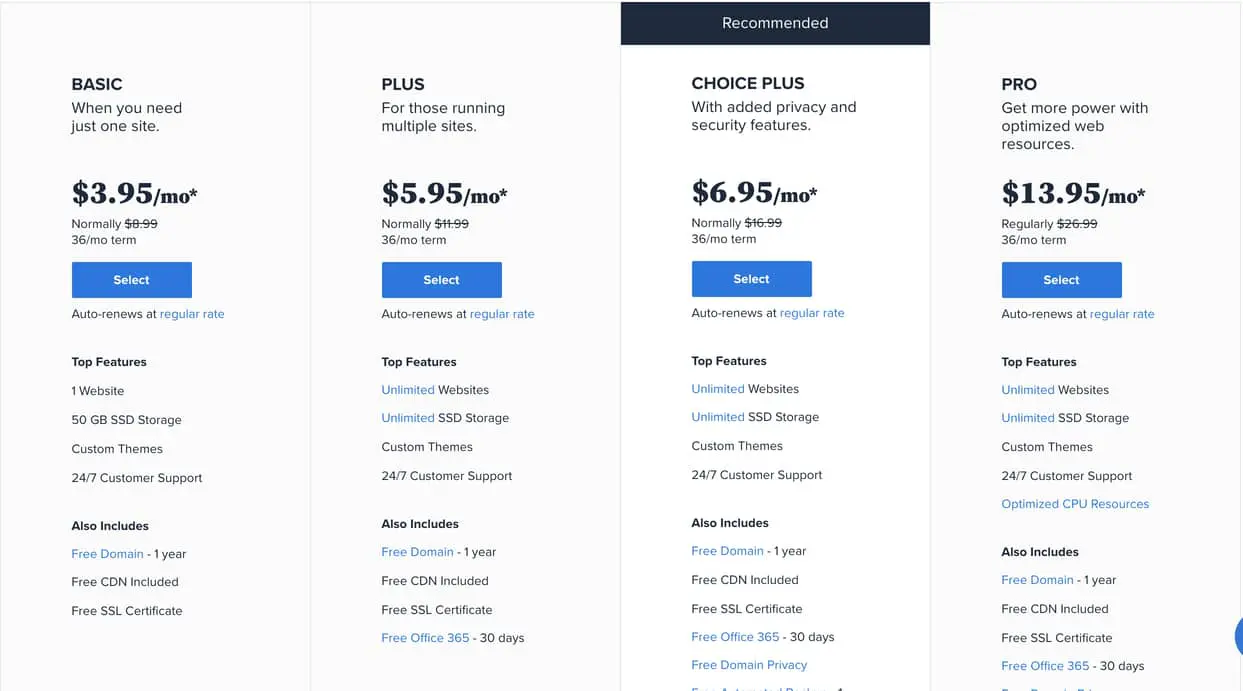 plan de paiement bluehost