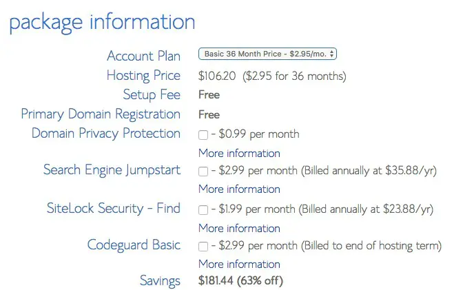 choisir votre forfait d'hébergement