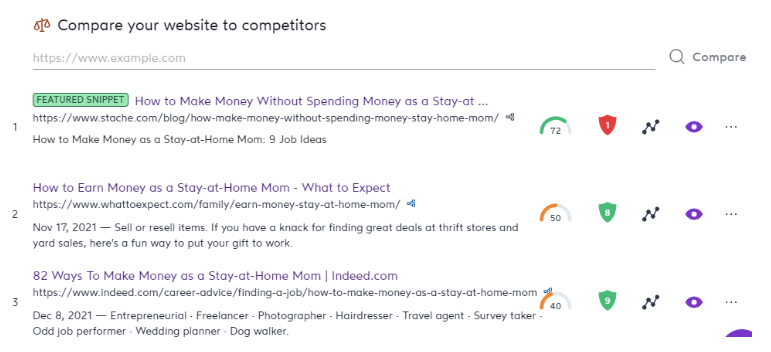 قارن المنافسين في الموقع