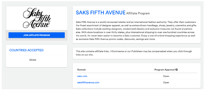 สุดยอดโปรแกรมพันธมิตรสุดหรู Saks Fifth Avenue