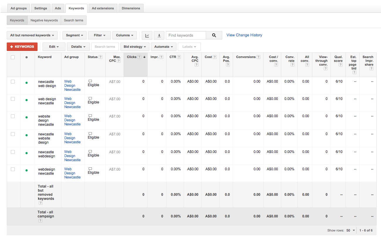 33-Gestion-de-campagne-–-Google-AdWords-affichage-des-colonnes-de-mots-clés-mis à jour