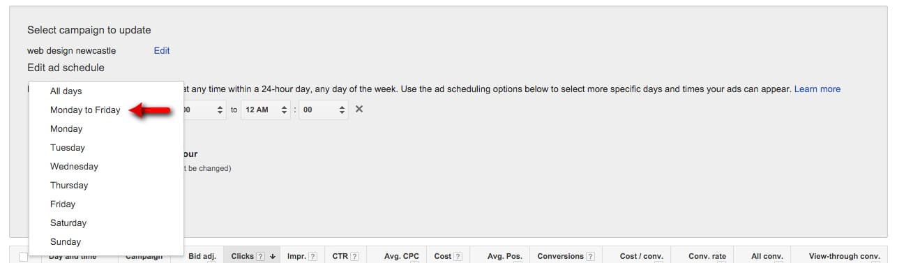 49-Gestion-de-campagne-–-Google-AdWords-Select-du-lundi au vendredi