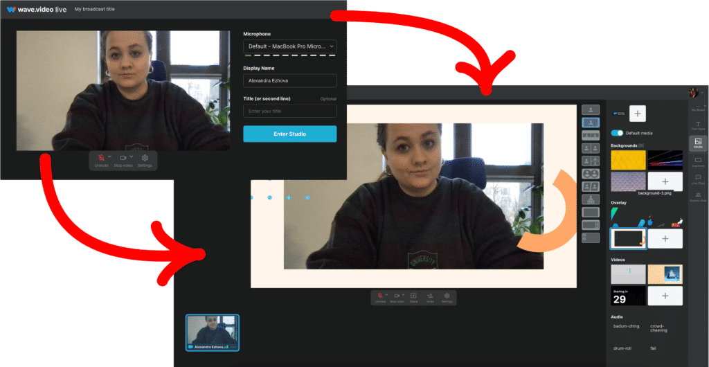 aus dem Studio live gehen