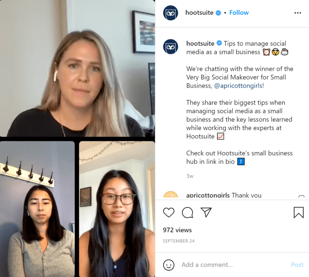 Collabora agli stream live di Instagram