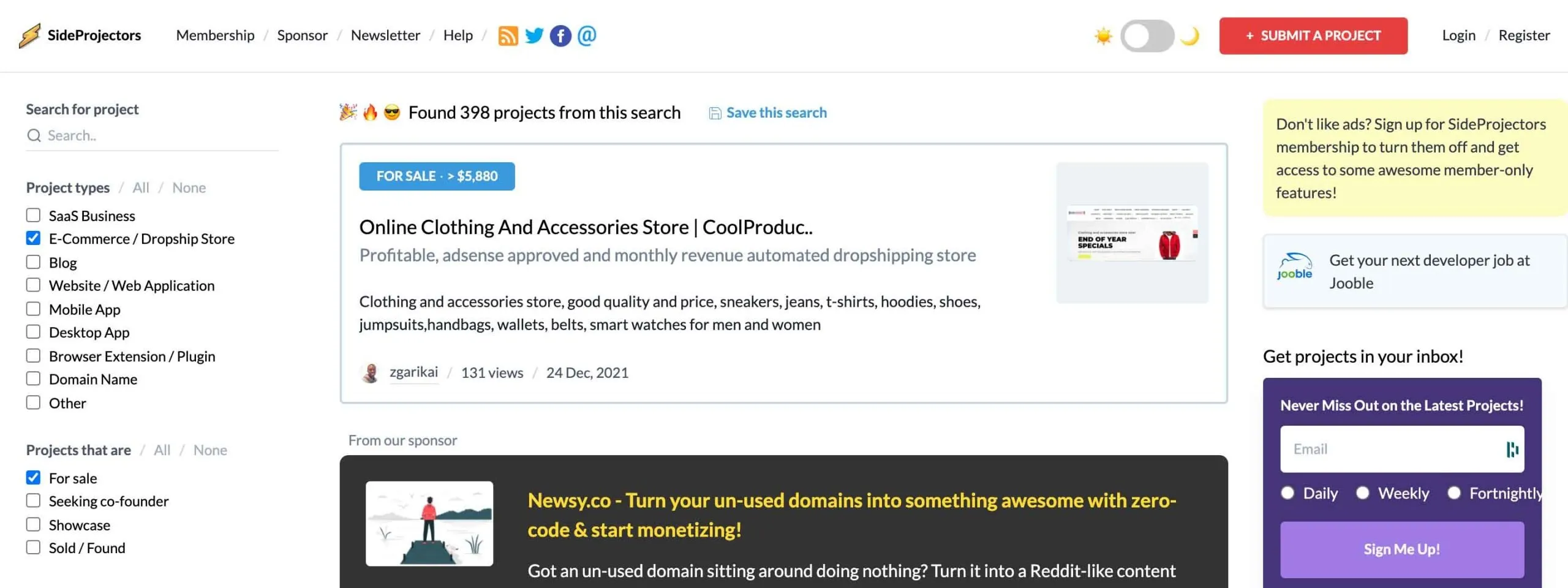 Las 10 mejores plataformas para comprar y vender sitios web de comercio electrónico 10 SideProjectors - sell buy ecommerce sites
