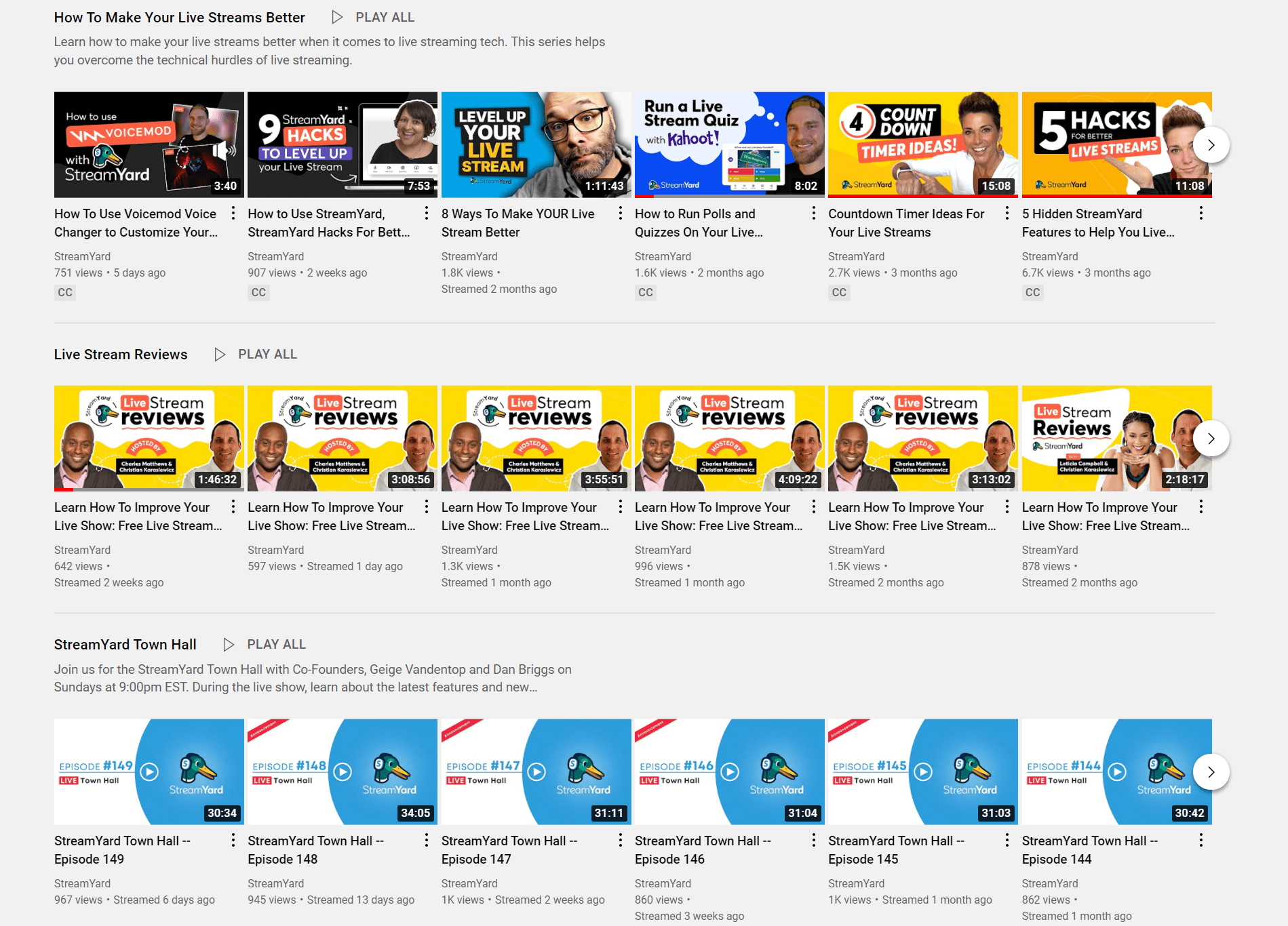 Serie en vivo de StreamYard