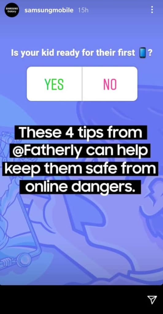 Идея истории опроса Samsung Mobile в Instagram