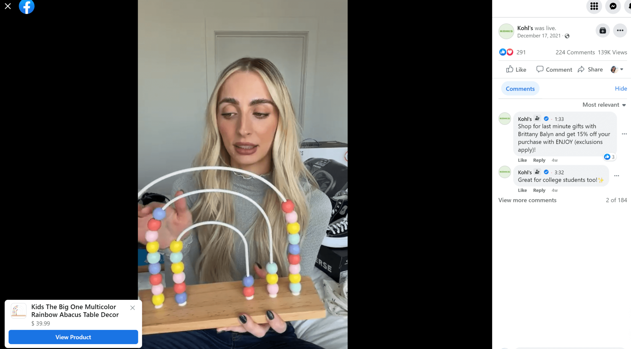 Il live streaming di Kohl