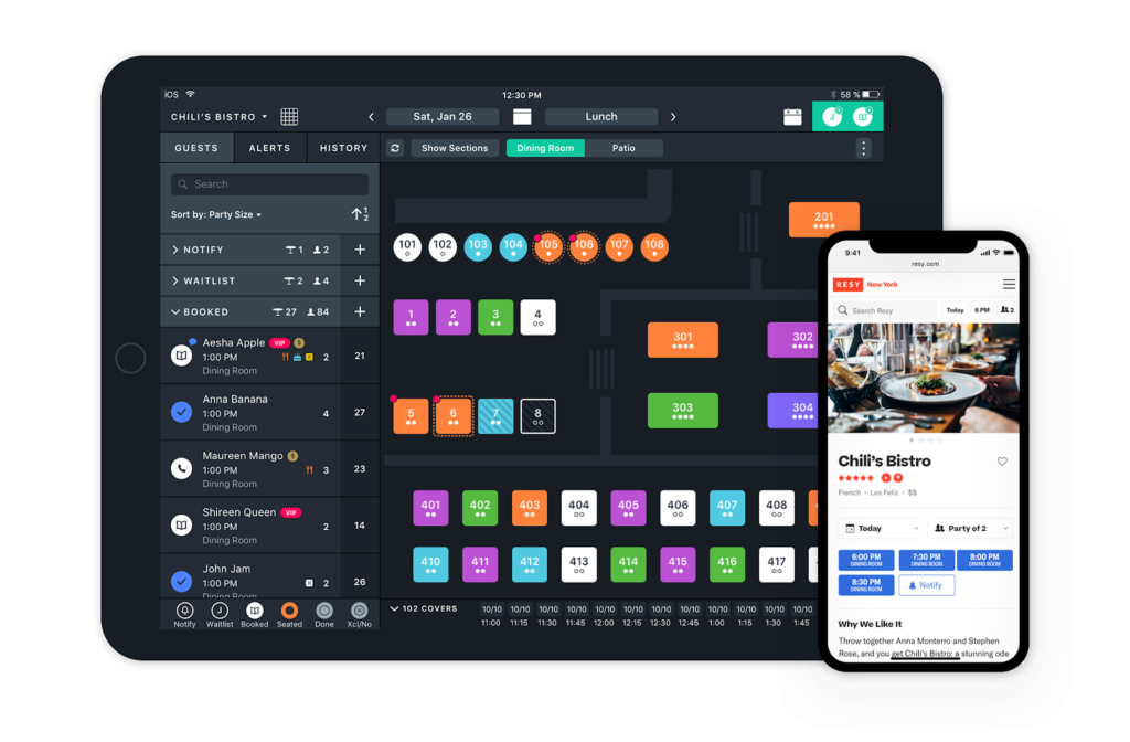 テーブル管理ソフトウェアレストラン管理アプリテーブルチャート