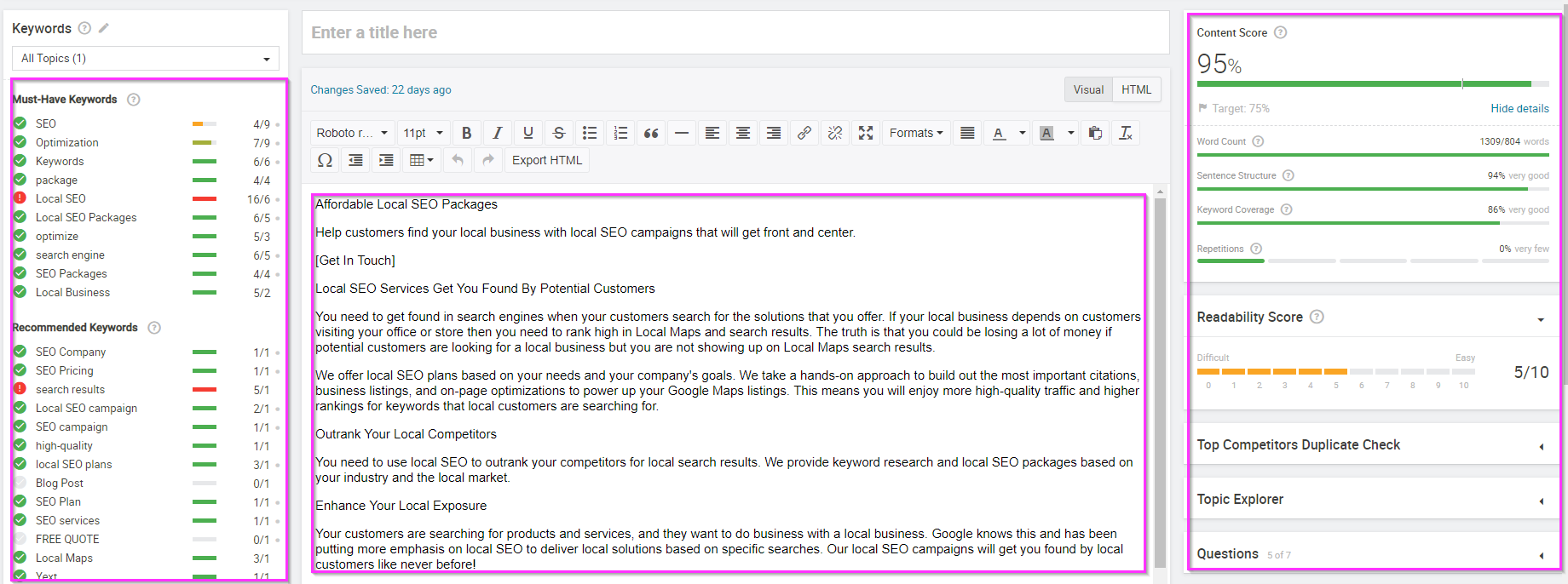 Wiązka strategii - Edytor treści