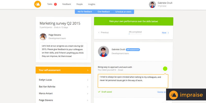 Loben Sie die Software für das Arbeitsengagement