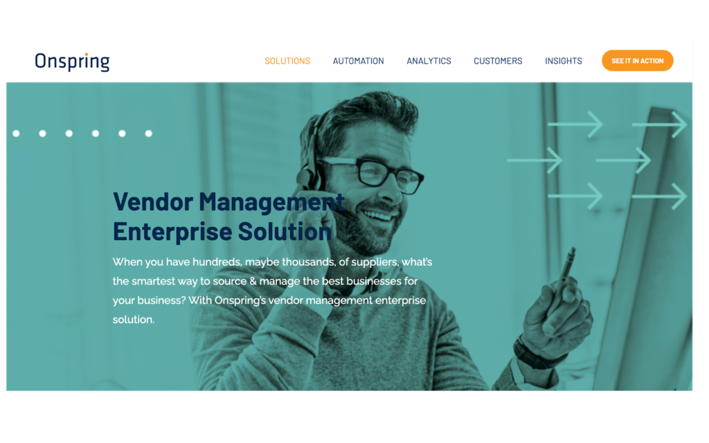 home page del sistema di gestione dei fornitori onspring