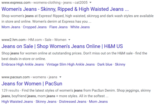Gambar Pencarian "Jeans" di Google
