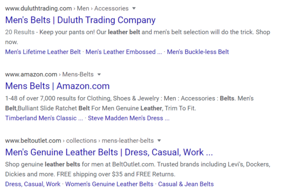 Gambar Google Penelusuran pada "Sabuk Pria"