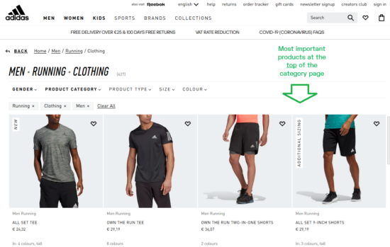 contoh halaman kategori e-niaga