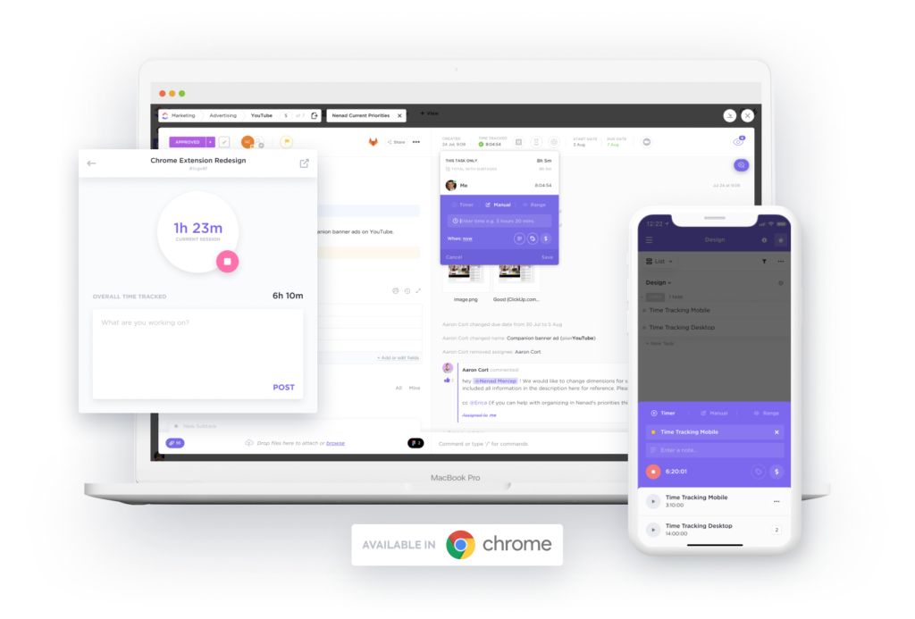 Seguimiento del tiempo de la interfaz de usuario de ClickUp