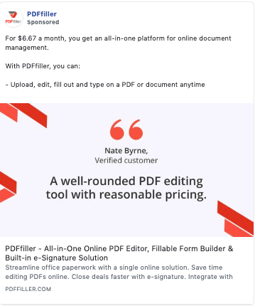 PDFFiller FB Ad
