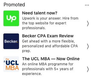 文字广告示例的屏幕截图