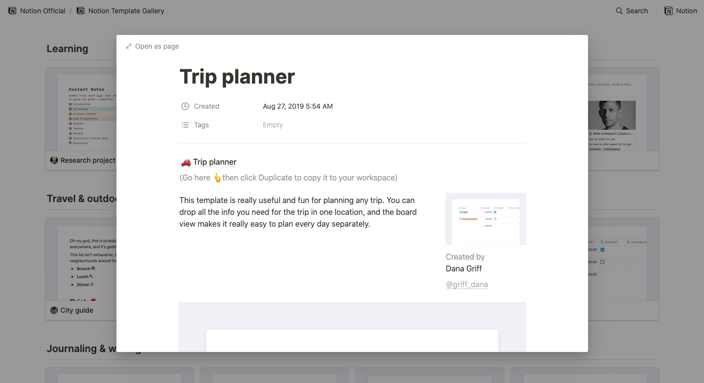 szablon planowania podróży