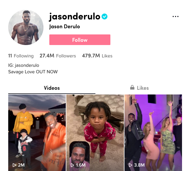 Strona profilowa Jasona Derulo w TikTok