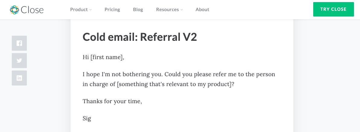 콜드 이메일 템플릿