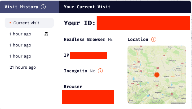 Seguimiento sin cookies de FingerprintJS