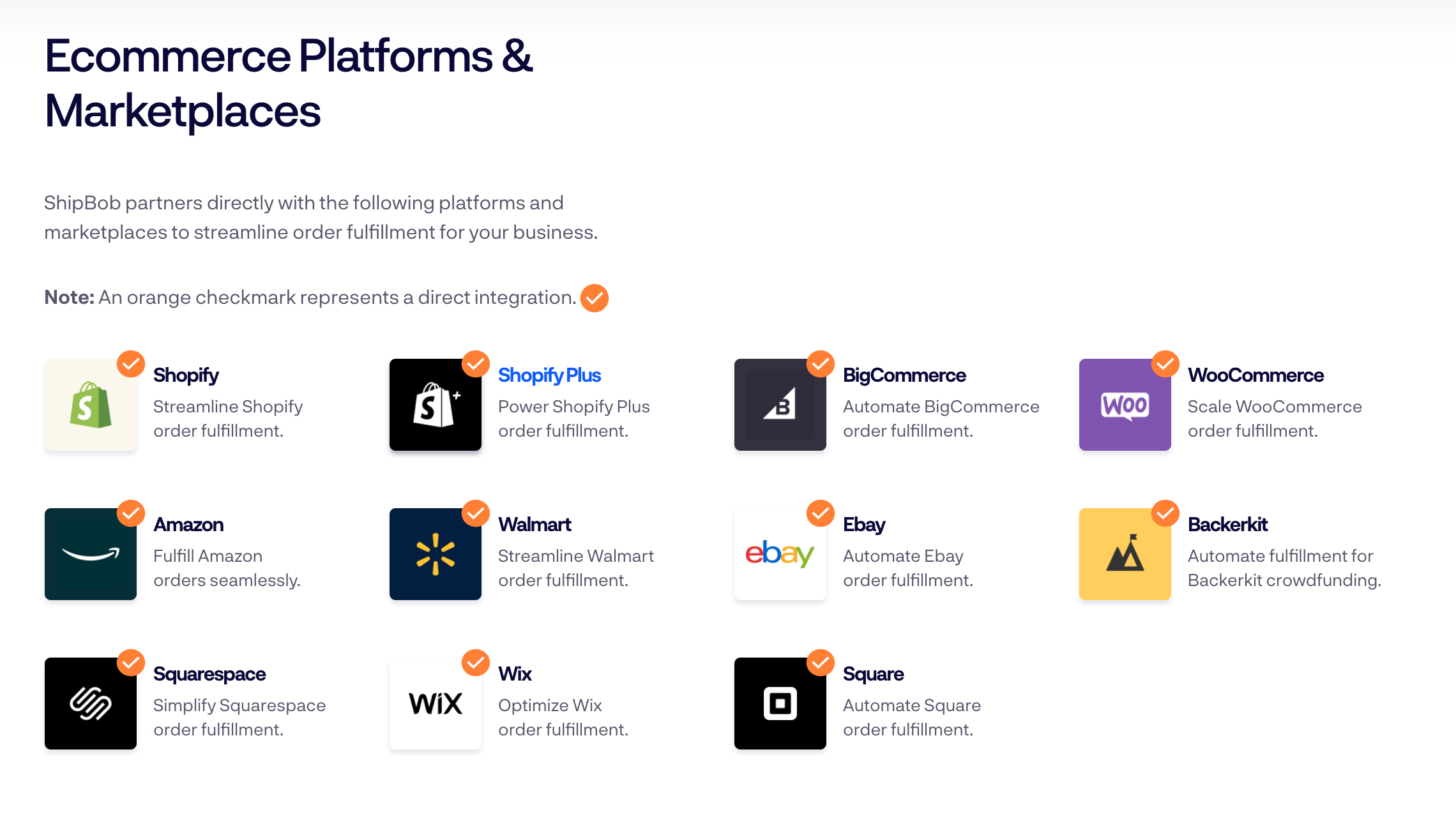 Parceiros de comércio eletrônico Shipbob
