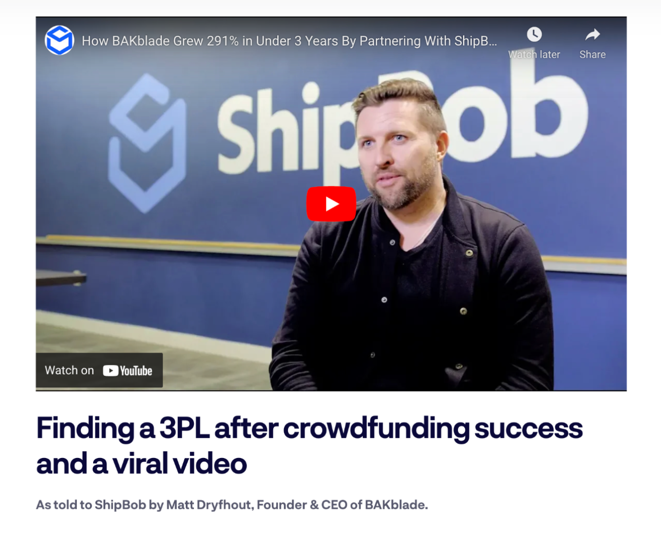 Vídeo de prova social BAKblade