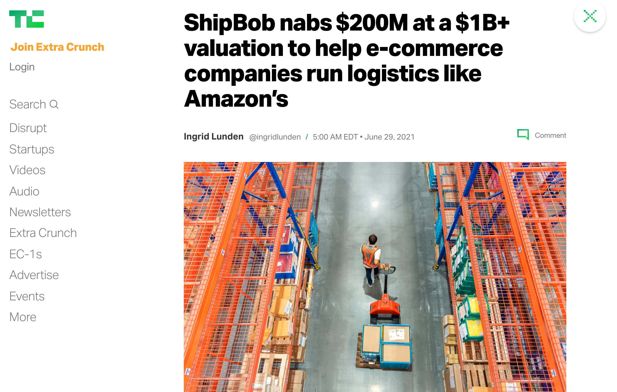 Recurso TechCrunch Shipbob