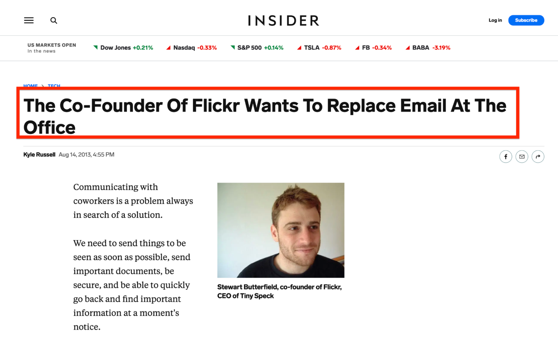 Artículo de Business Insider de Slack