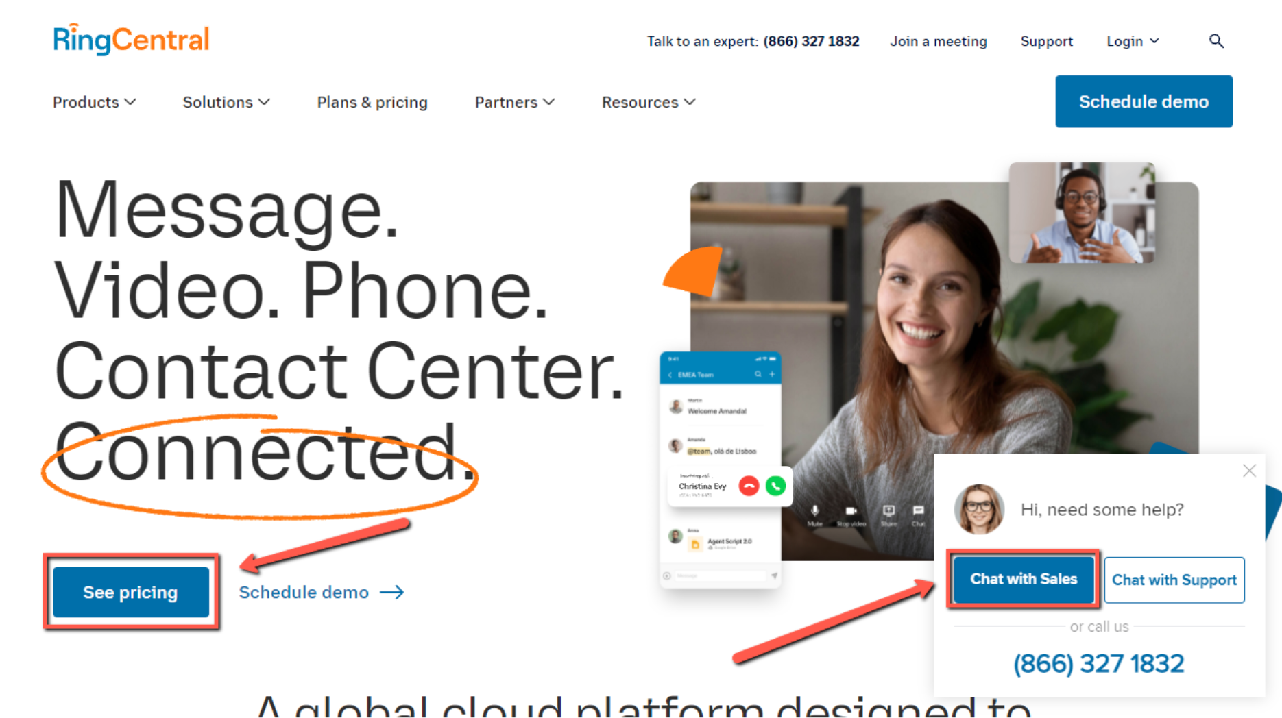 CTA de integración de RingCentral