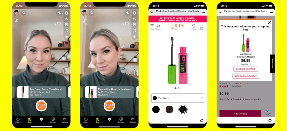 Ulta Beauty 可购买的 AR 镜头