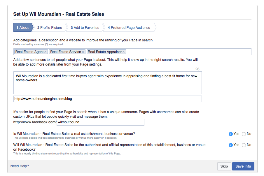 วิธีตั้งค่าธุรกิจขนาดเล็ก facebook เพจ4