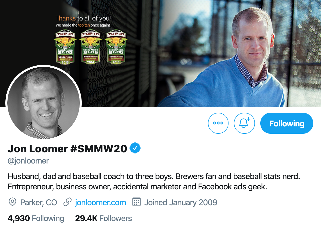 Jon Loomer. Marketer to follow on twitter