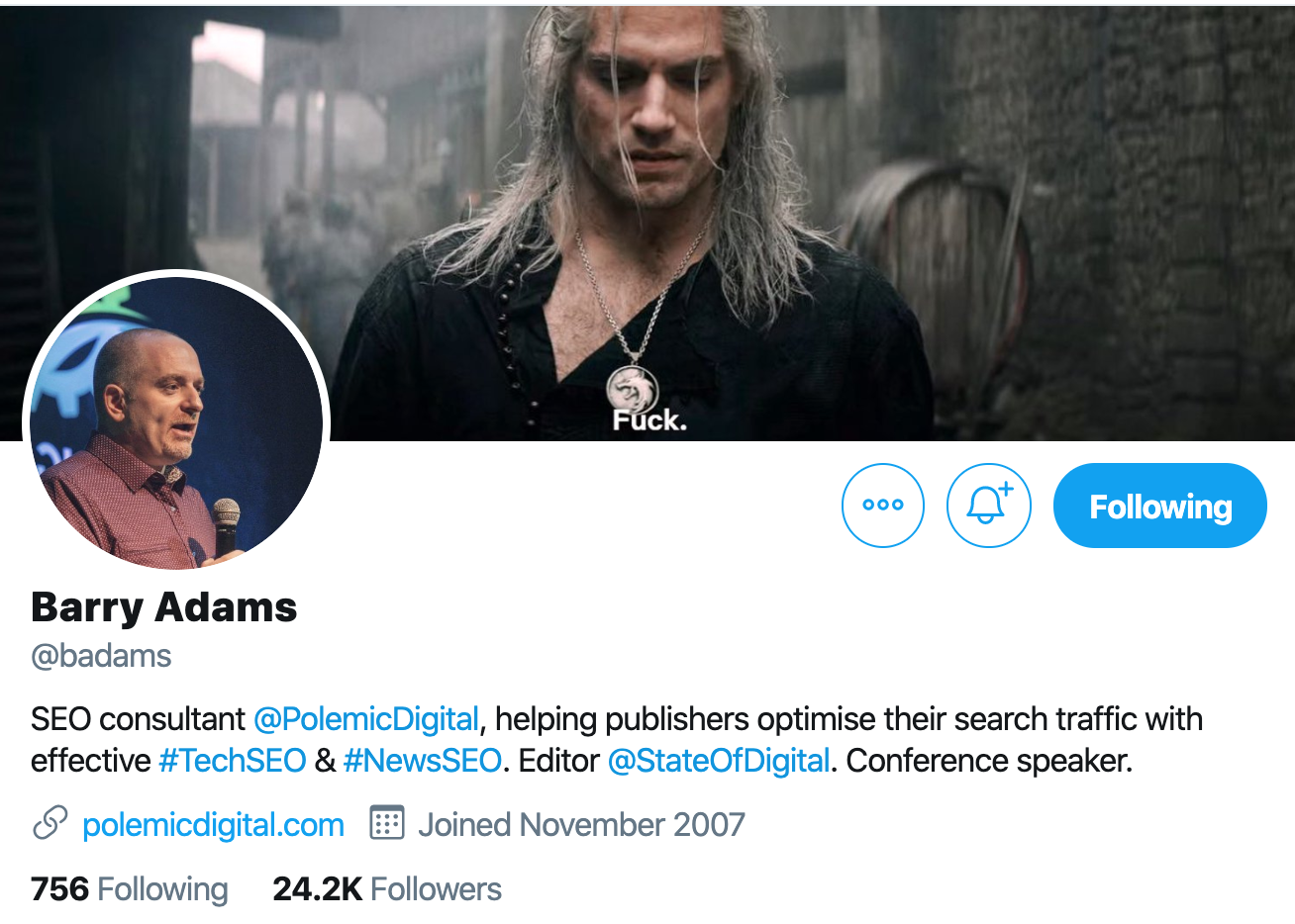 Barry Adams. SEO consultant to follow on twitter