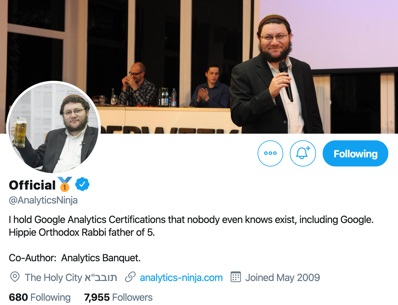 Yehoshua Coren. Analytics expert on twitter