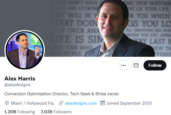 Alex Harris. CRO marketer to follow on twitter