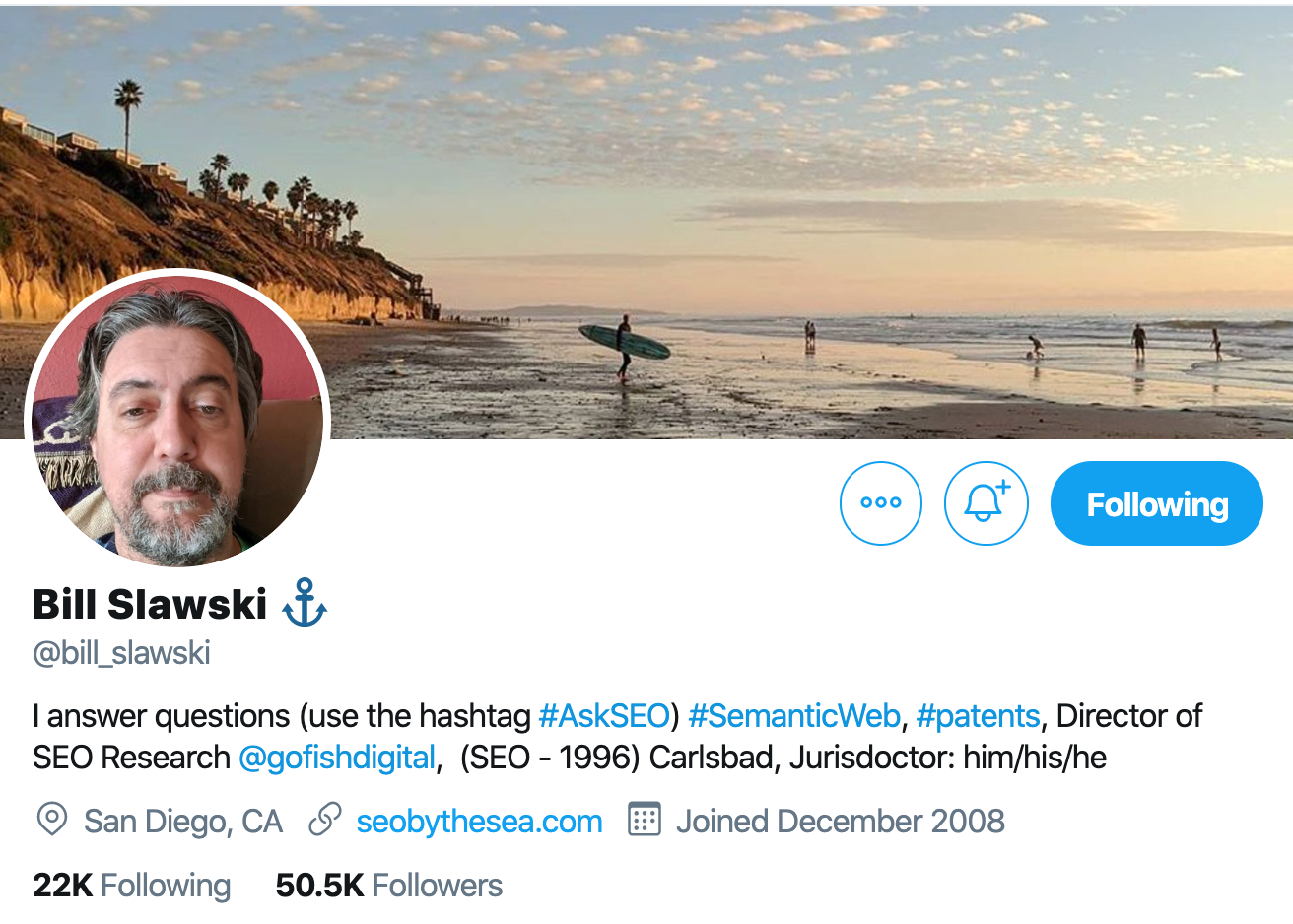 Bill Slawski. SEO expert to follow on twitter
