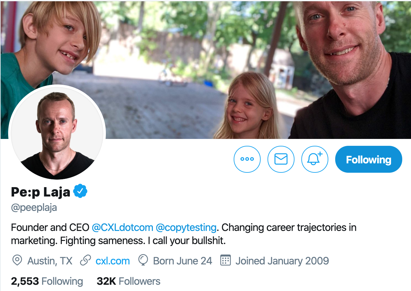 Peep Laja. Conversion expert to follow on twitter