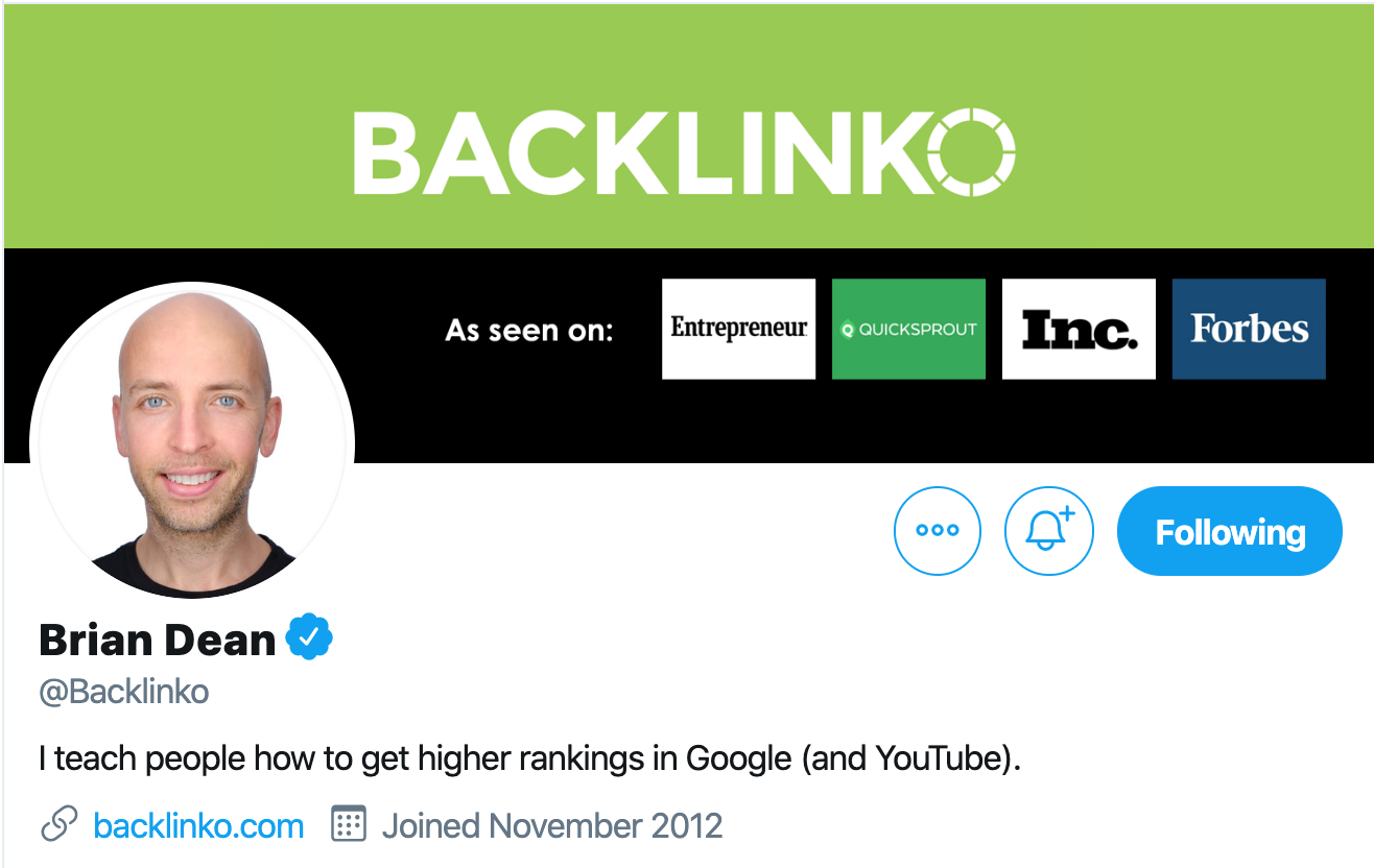 Brian Dean. SEO expert to follow on twitter