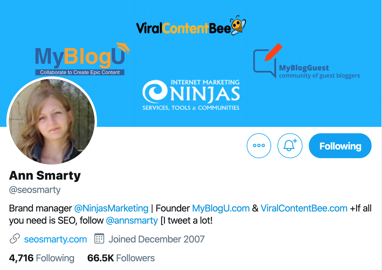 Ann Smarty. SEO expert to follow on twitter
