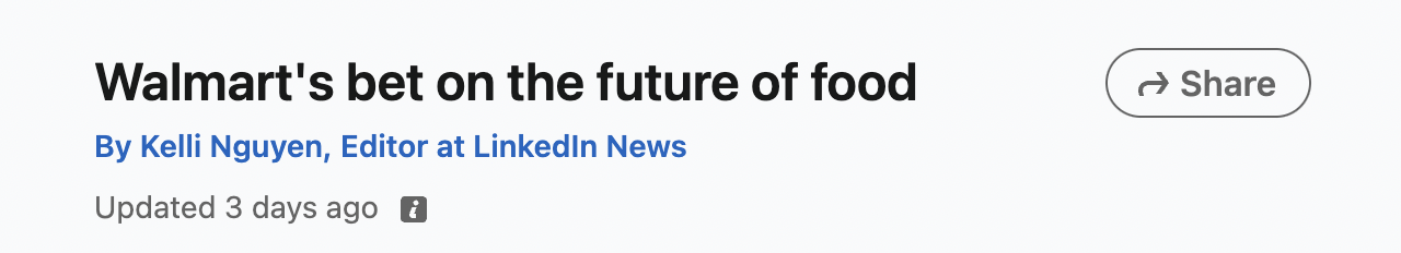 “沃尔玛押注食品的未来”
