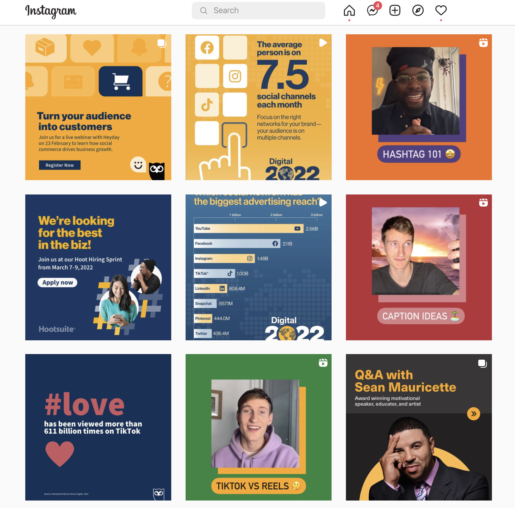 Cuadrícula de Instagram de Hootsuite